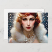 Schöne Frau in Weiß Postkarte (Vorne/Hinten)