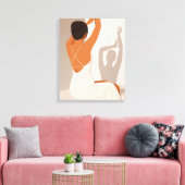 Schöne Frau in weißem Kleid, neutral pastellfarben Leinwanddruck (Insitu (Wohnzimmer))