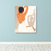 Schöne Frau in weißem Kleid, neutral pastellfarben Leinwanddruck (Insitu (Holzboden))