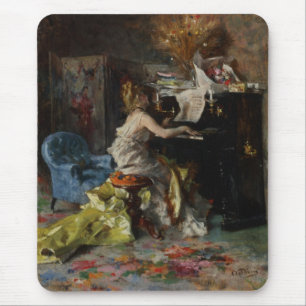 Schöne Frau Klavierspielen (von Boldini) Mousepad