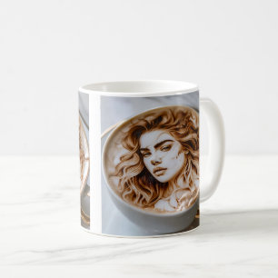 Schöne Frau Latte Art Kaffeetasse