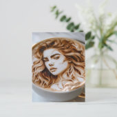 Schöne Frau Latte Art Postkarte (Stehend Vorderseite)