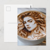 Schöne Frau Latte Art Postkarte (Vorne/Hinten)
