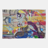 Schöne Frau mit blauen LippenGraffiti Geschirrtuch (Horizontal)