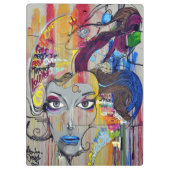Schöne Frau mit blauen LippenGraffiti Klemmbrett (Rückseite)