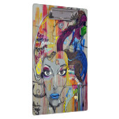 Schöne Frau mit blauen LippenGraffiti Klemmbrett (Rechts)