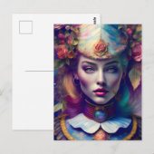 Schöne Frau mit Blumenhain Postkarte (Vorne/Hinten)