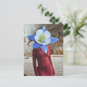 Schöne Frau mit Blumenkopf-Collage Postkarte (Stehend Vorderseite)