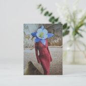 Schöne Frau mit Blumenkopf-Collage Postkarte (Stehend Vorderseite)