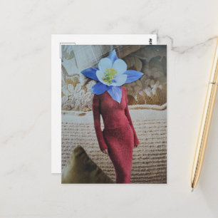 Schöne Frau mit Blumenkopf-Collage Postkarte