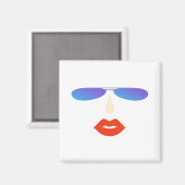 Schöne Frau mit Cooler Sonnenbrille Magnet (Vorderseite/Rückseite)
