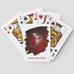 Schöne Frau mit einer Rose Spielkarten