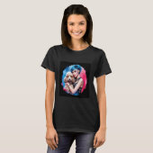 Schöne Frau mit französischem Pudel T-Shirt (Vorne ganz)