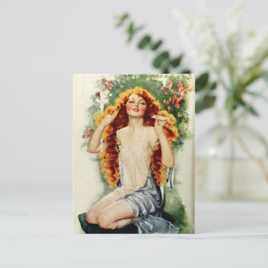 Schöne Frau mit goldenem Haar Postkarte (Stehend Vorderseite)