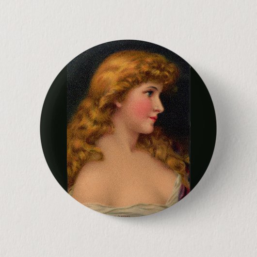 schöne Frau mit langen Haaren Button (Vorderseite)