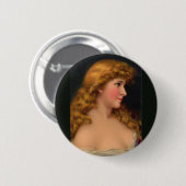schöne Frau mit langen Haaren Button (Vorne & Hinten)