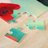 Schöne Frau mit Mohnblütenpuzzle aus Mohn-Blume Puzzle (Seite)