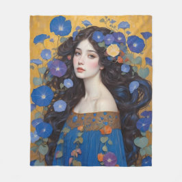 Schöne Frau mit Morgengläsern Fleecedecke