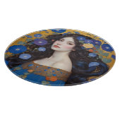 Schöne Frau mit Morgengläsern Schneidebrett (Ecke)