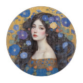 Schöne Frau mit Morgengläsern Schneidebrett (Vorderseite)