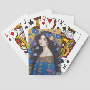 Schöne Frau mit Morgengläsern Spielkarten