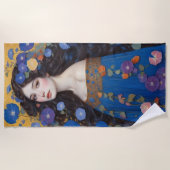 Schöne Frau mit Morgengläsern Strandtuch (Vorderseite)