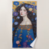 Schöne Frau mit Morgengläsern Strandtuch (Vorderseite)