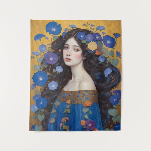 Schöne Frau mit Morgengläsern Wandteppich (Vorderseite)