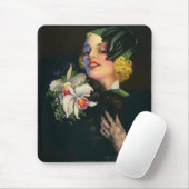 schöne Frau mit Orchideen Mousepad (Mit Mouse)