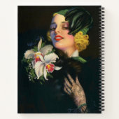schöne Frau mit Orchideen Notizblock (Rückseite)