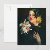 schöne Frau mit Orchideen Postkarte (Vorne/Hinten)