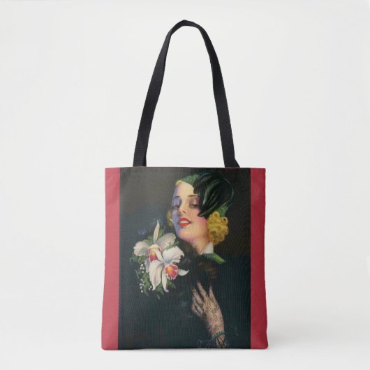 schöne Frau mit Orchideen Tasche (Vorderseite)