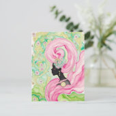 Schöne Frau mit rosa Haaren Postkarte (Stehend Vorderseite)