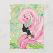 Schöne Frau mit rosa Haaren Postkarte (Vorderseite)