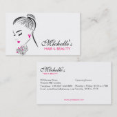 Schöne Frau mit rosa Ohrringe und Branding Visitenkarte (Vorne/Hinten)