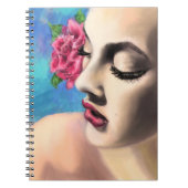 Schöne Frau mit Rote Rose-Notebook Notizblock (Vorderseite)