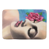 Schöne Frau mit Rote Rose - Originelle Malerei Badematte (Vorderseite)