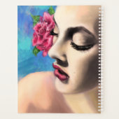 Schöne Frau mit Rote Rose - Originelle Malerei Planer (Rückseite)