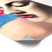 Schöne Frau mit Rote Rose - Originelle Malerei Poster (Ecke)