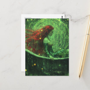 Schöne Frau mit roten Haaren in einer Badewanne Fa Postkarte