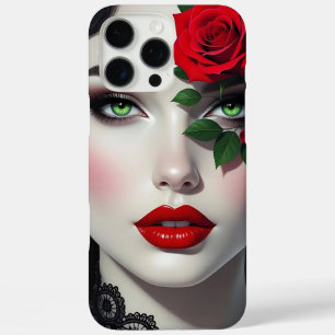 Schöne Frau mit roter Rose iPhone 16 Pro Max Hülle