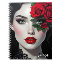 Schöne Frau mit roter Rose personalisiert