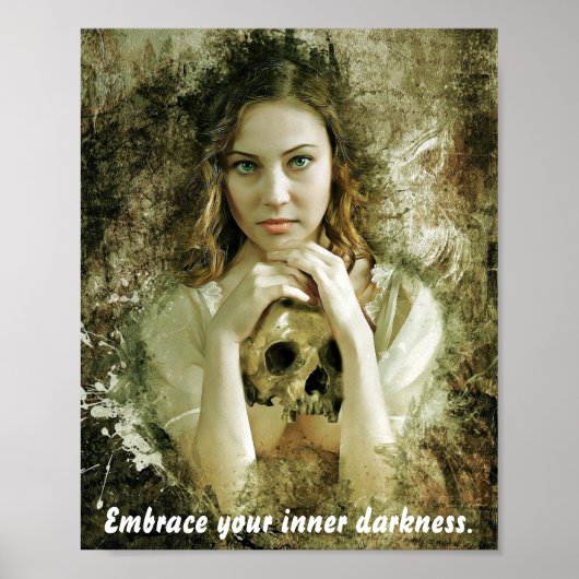 Schöne Frau mit Schädel Poster (Vorne)