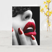 Schöne Frau mit schwarzer Spitze-Maske Karte (Gelbe Blume)