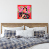 Schöne Frau mit Tulpenherz Valentinstag Leinwanddruck (Insitu (Schlafzimmer))