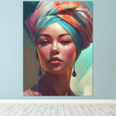 Schöne Frau mit Turban Leinwanddruck (Insitu (Holzboden))