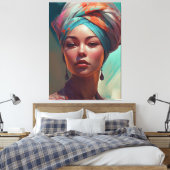Schöne Frau mit Turban Leinwanddruck (Insitu (Schlafzimmer))