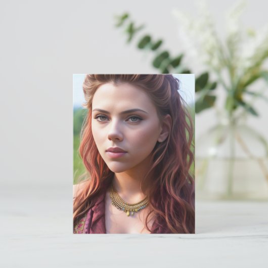 Schöne Frau Postkarte (Stehend Vorderseite)