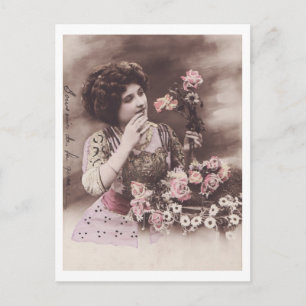 Schöne Frau Retro Romantisch vintage Postkarte