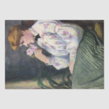 Schöne Frau riecht nach Blume (Reverie)